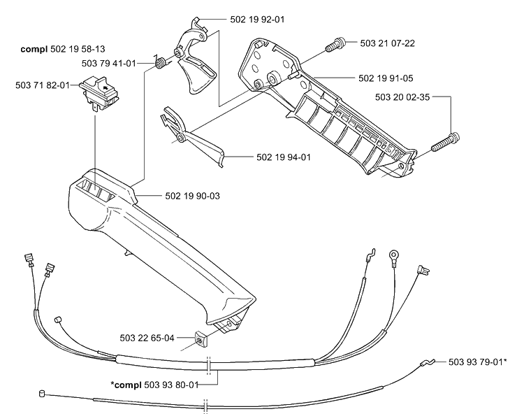 Throttle Diagram and Parts List for 325RX 2001-01 Husqvarna Brush Cutter