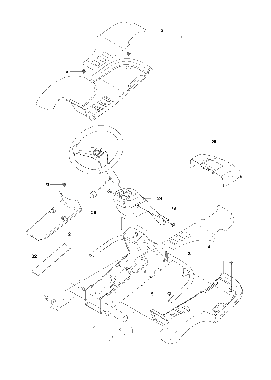 Cover 3 Diagram and Parts List for R18AWD (966414101)(2010-07) Husqvarna Lawn Tractor