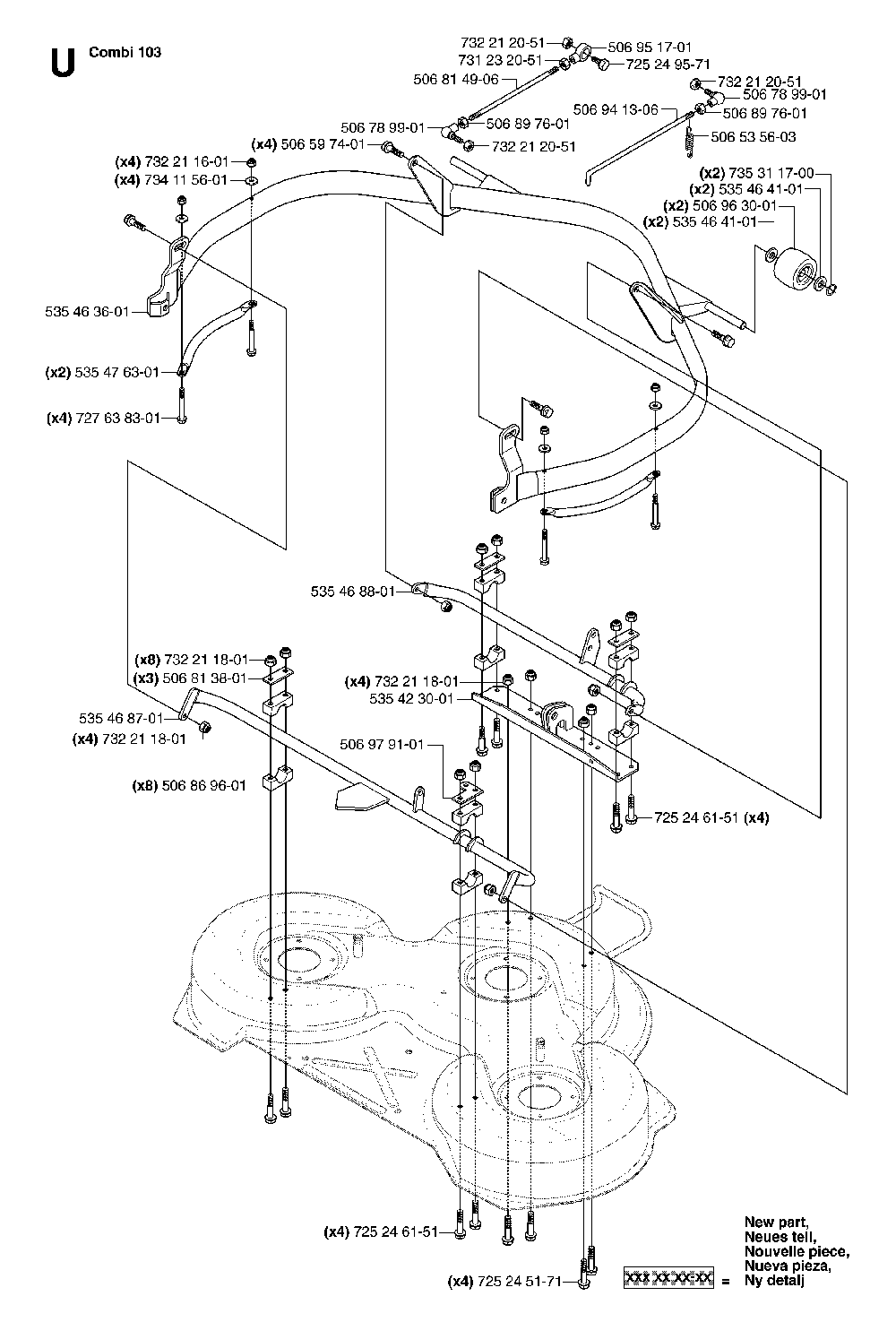 103cm Cutting Deck Diagram and Parts List for RIDERPRO18AWD (953536601)(2005-03) Husqvarna Lawn Tractor