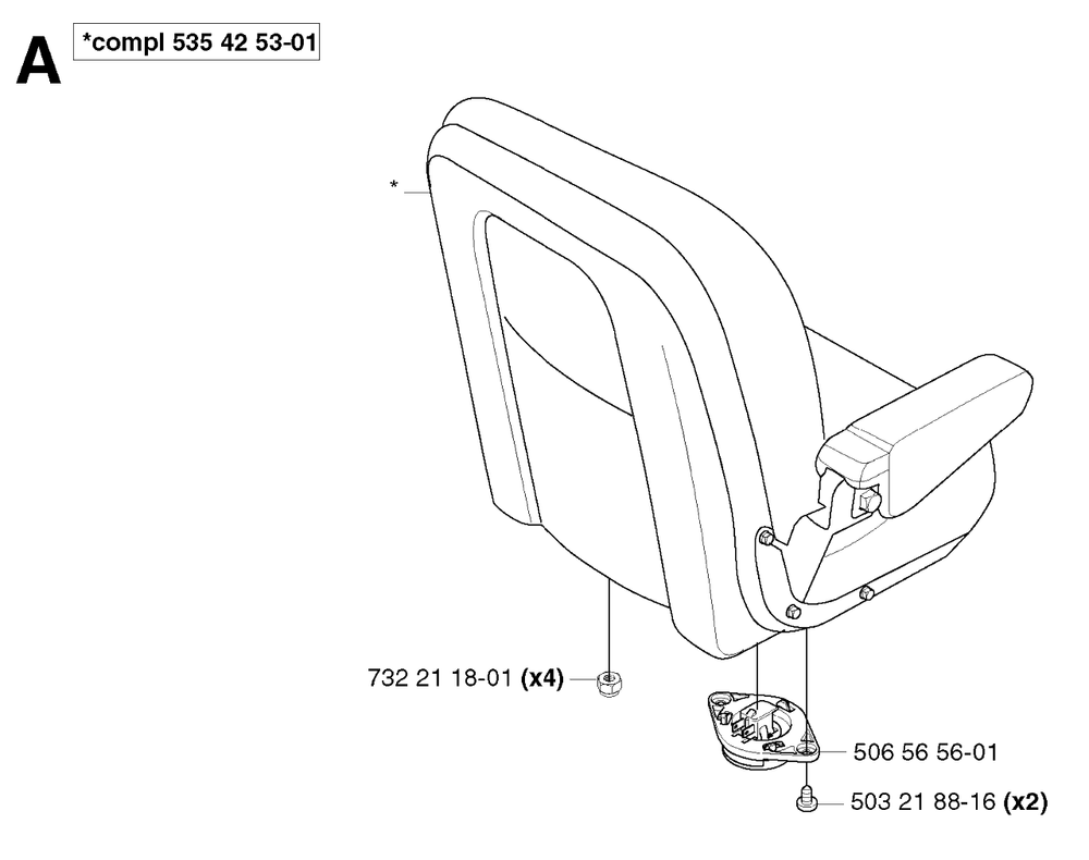 Seat Diagram and Parts List for PF21 2002-03 Husqvarna Lawn Tractor