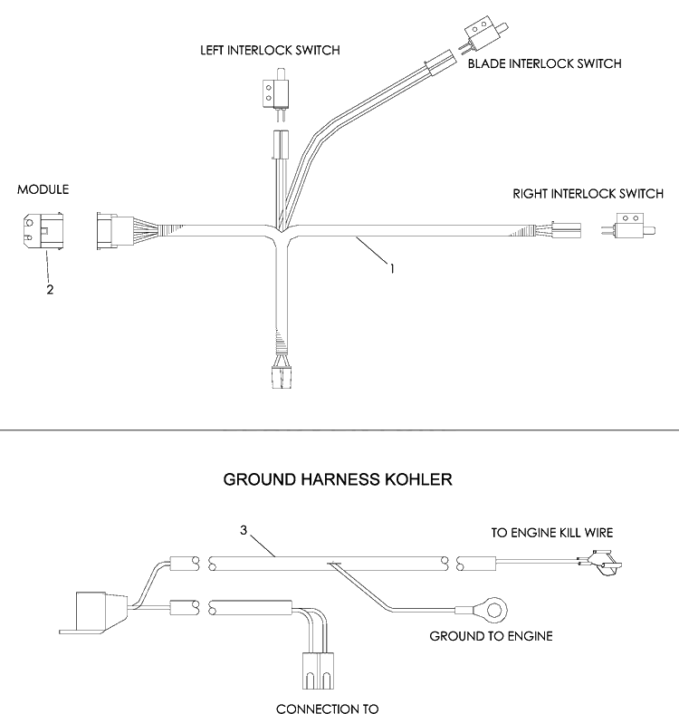 Wiring Harness Diagram and Parts List for WG3213P (968999114)(2008-06) Husqvarna Lawn Mower