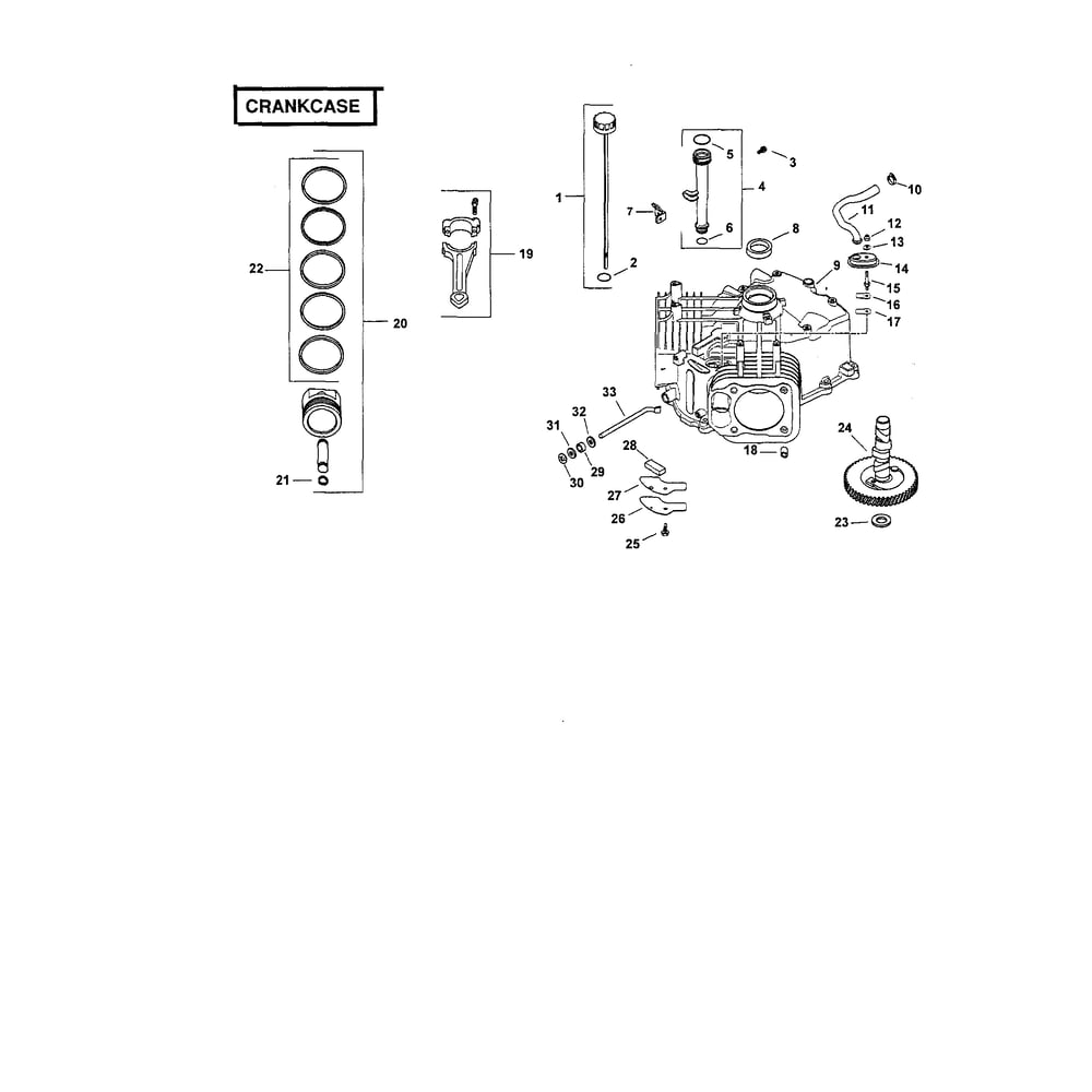 Engine >> Crankcase Diagram and Parts List for YTS4500  Husqvarna Lawn Tractor