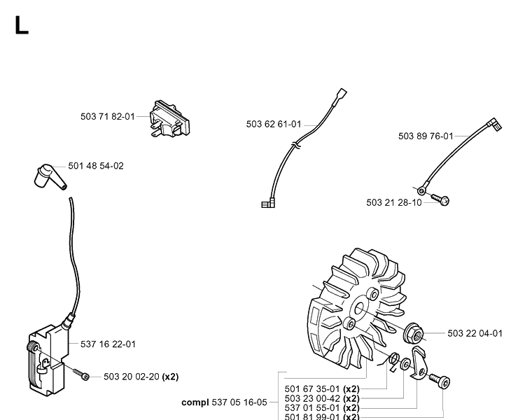 Ignition System 2 Diagram and Parts List for 365 20020100001-20034400000 Husqvarna Chainsaw