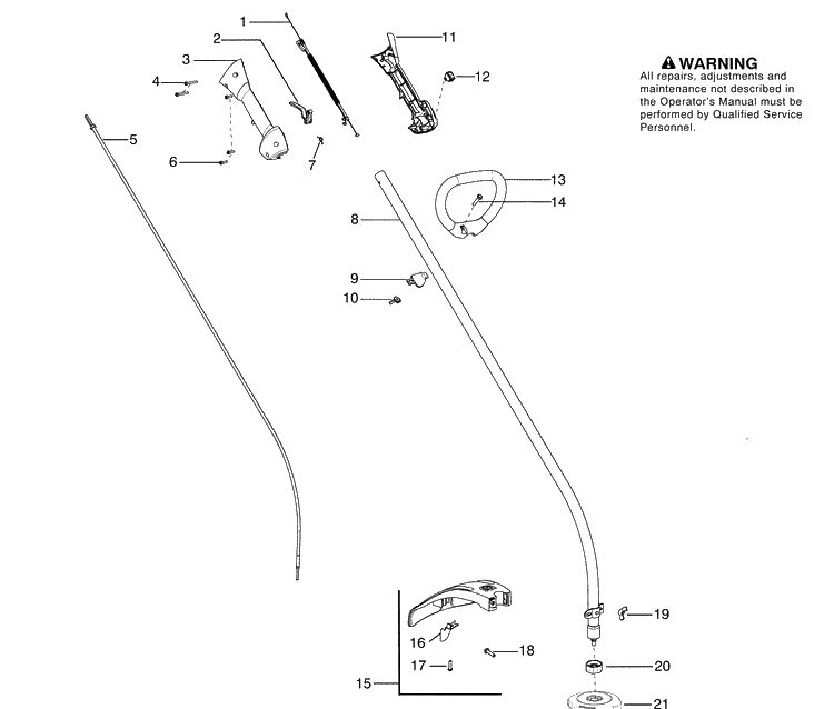 Handle And Controls Diagram and Parts List for 125C 2009-09 Husqvarna Trimmer