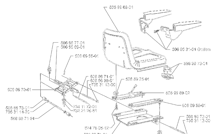 Seat (A) Diagram and Parts List for RIDERPROFLEX21 2001-02 Husqvarna Lawn Tractor