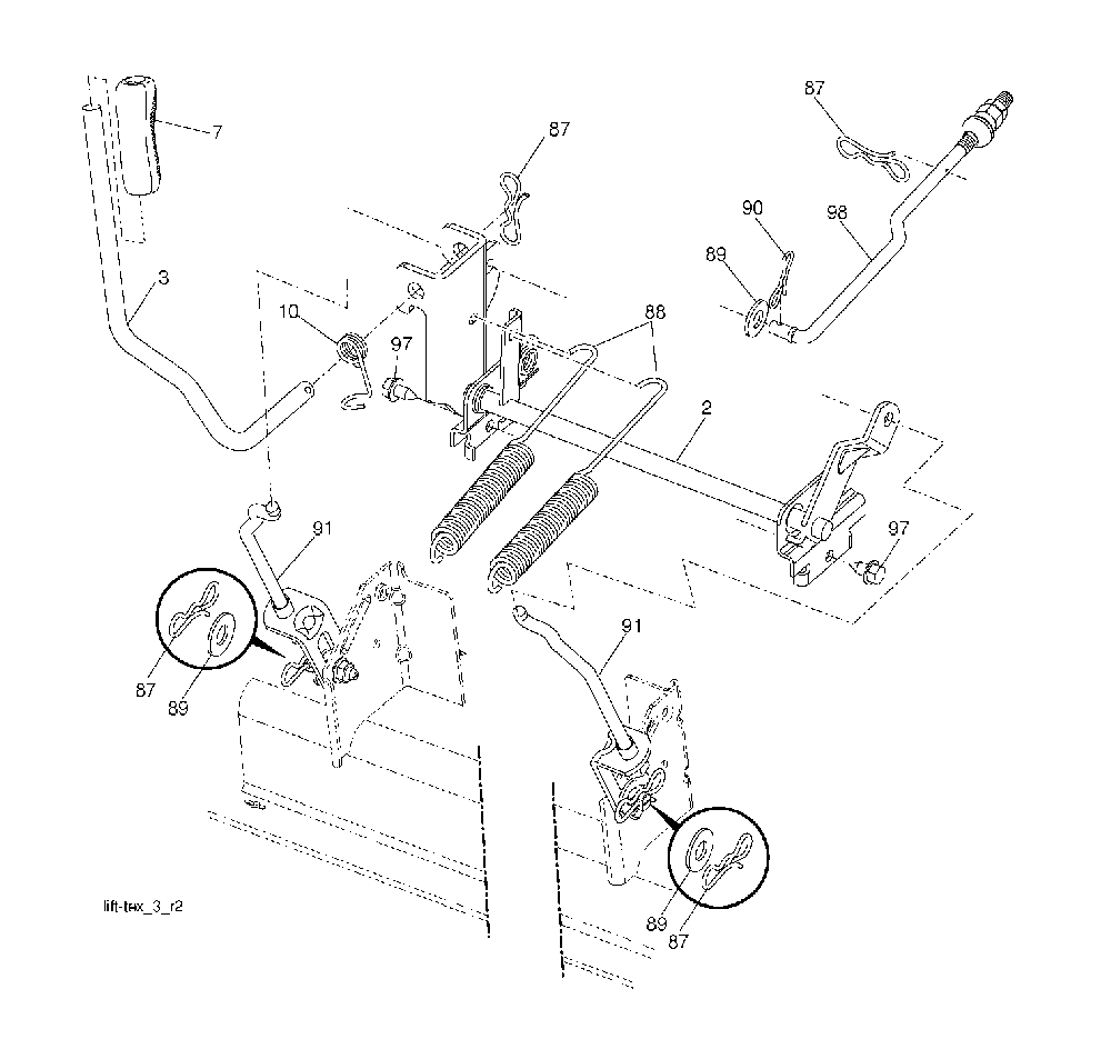 Mower Lift / Deck Lift Diagram and Parts List for YTH2754T (96041006202)(2009-02) Husqvarna Lawn Tractor