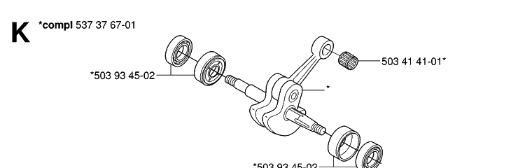 Crankshaft Diagram and Parts List for 334T 20063600001-Current Husqvarna Chainsaw