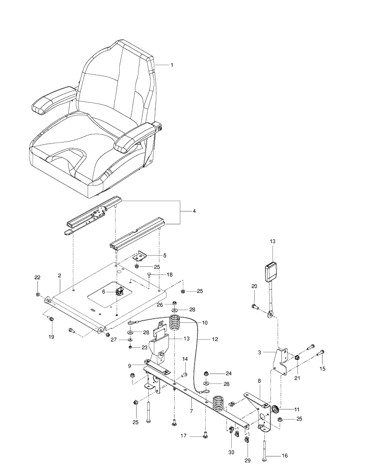 Seat Diagram and Parts List for M-ZT61BF (96717701001)(2015-06) Husqvarna Lawn Mower