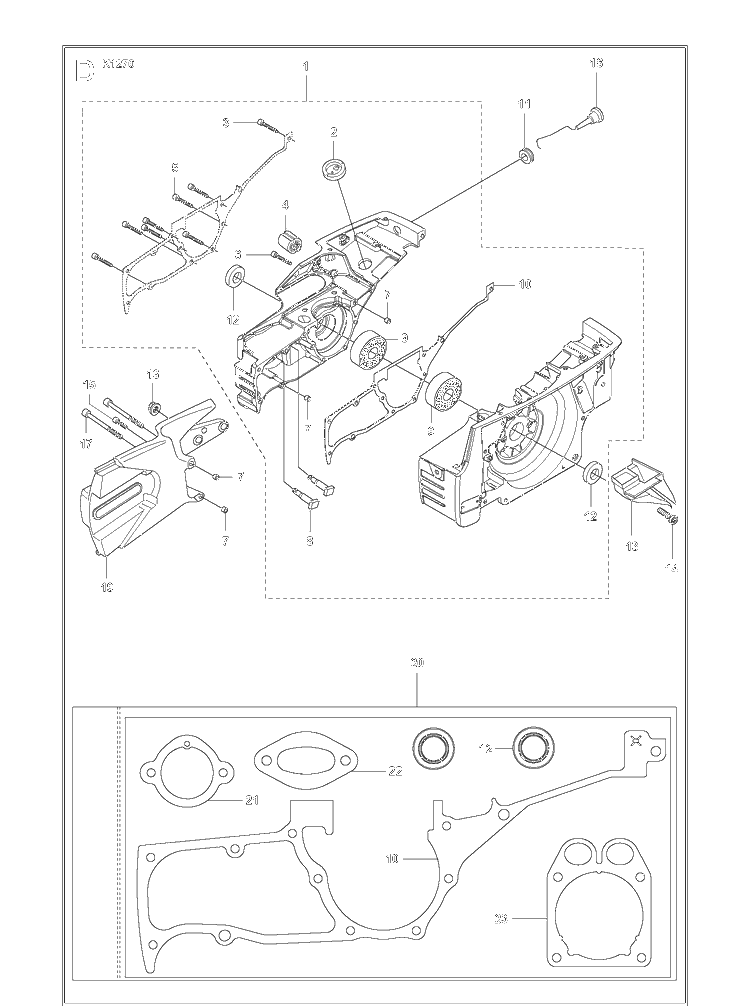 Crankcase Diagram and Parts List for K1270 (K1270 Rail)(2016-07) Husqvarna Table Saw Accessories