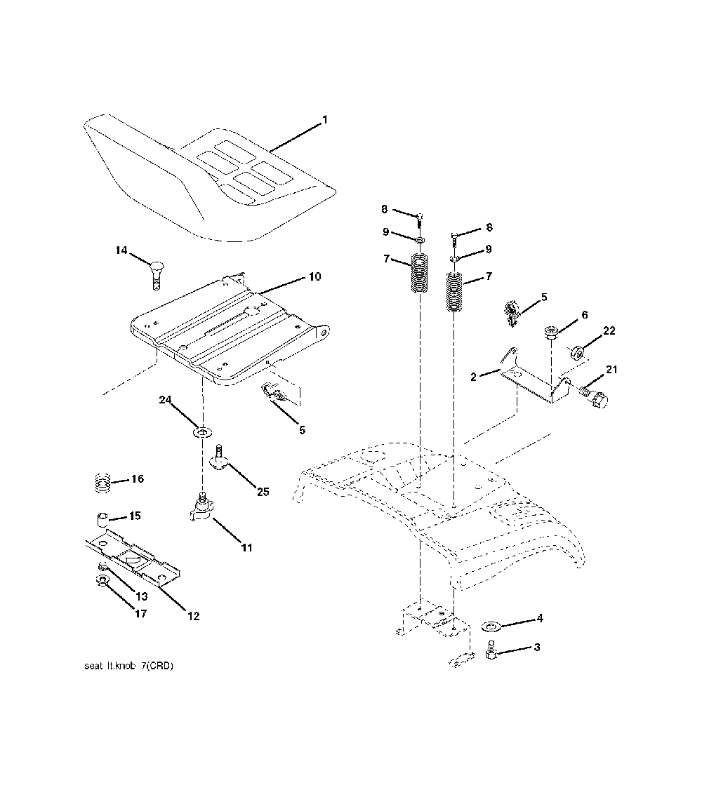 Seat Diagram and Parts List for CTH220TWIN (96061019002)(2007-10) Husqvarna Lawn Tractor