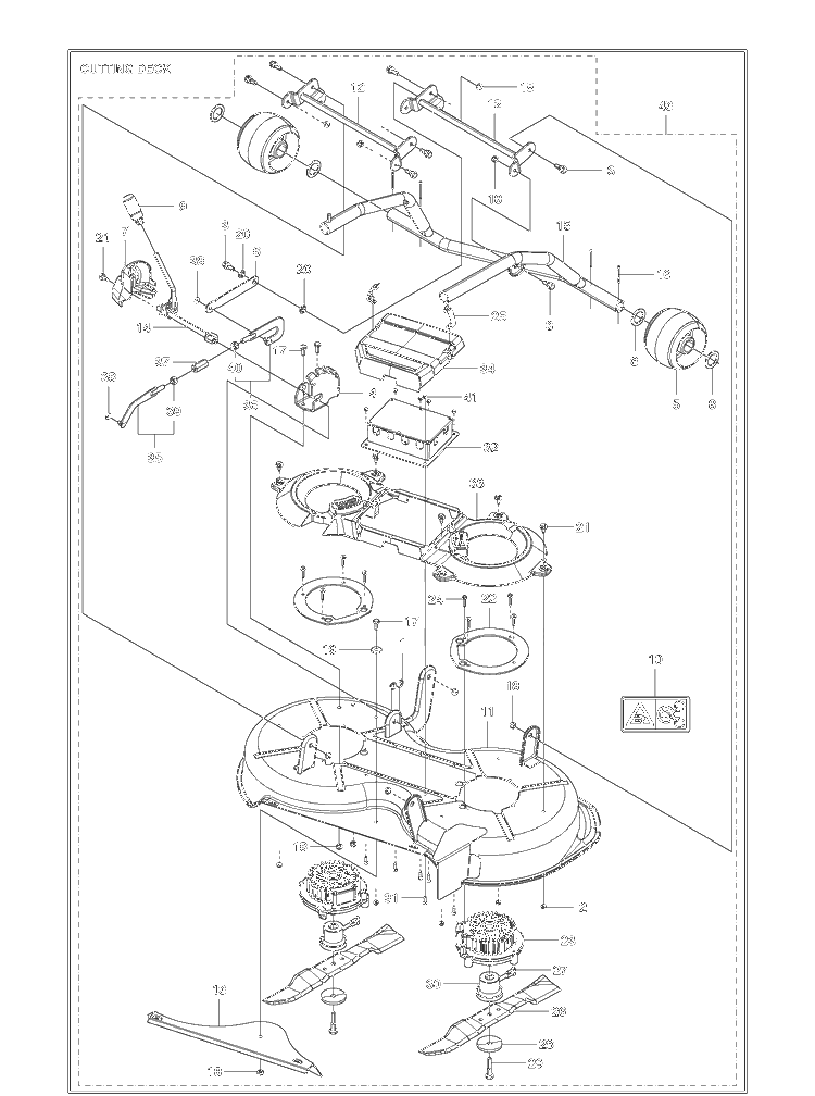 Mower Deck / Cutting Deck Diagram and Parts List for 967187001  Husqvarna Lawn Tractor Accessories