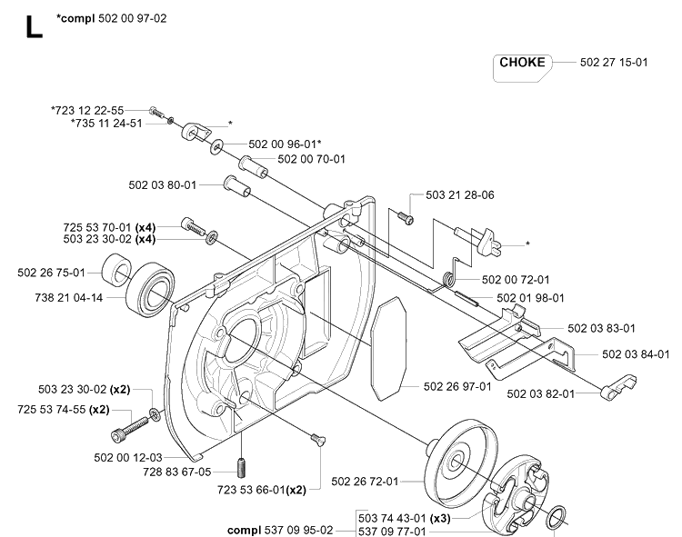 Clutch Diagram and Parts List for 265RX  Husqvarna Brush Cutter