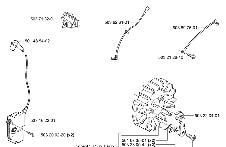 Ignition/Flywheel Diagram and Parts List for 365EPA 2002-01 Husqvarna Chainsaw