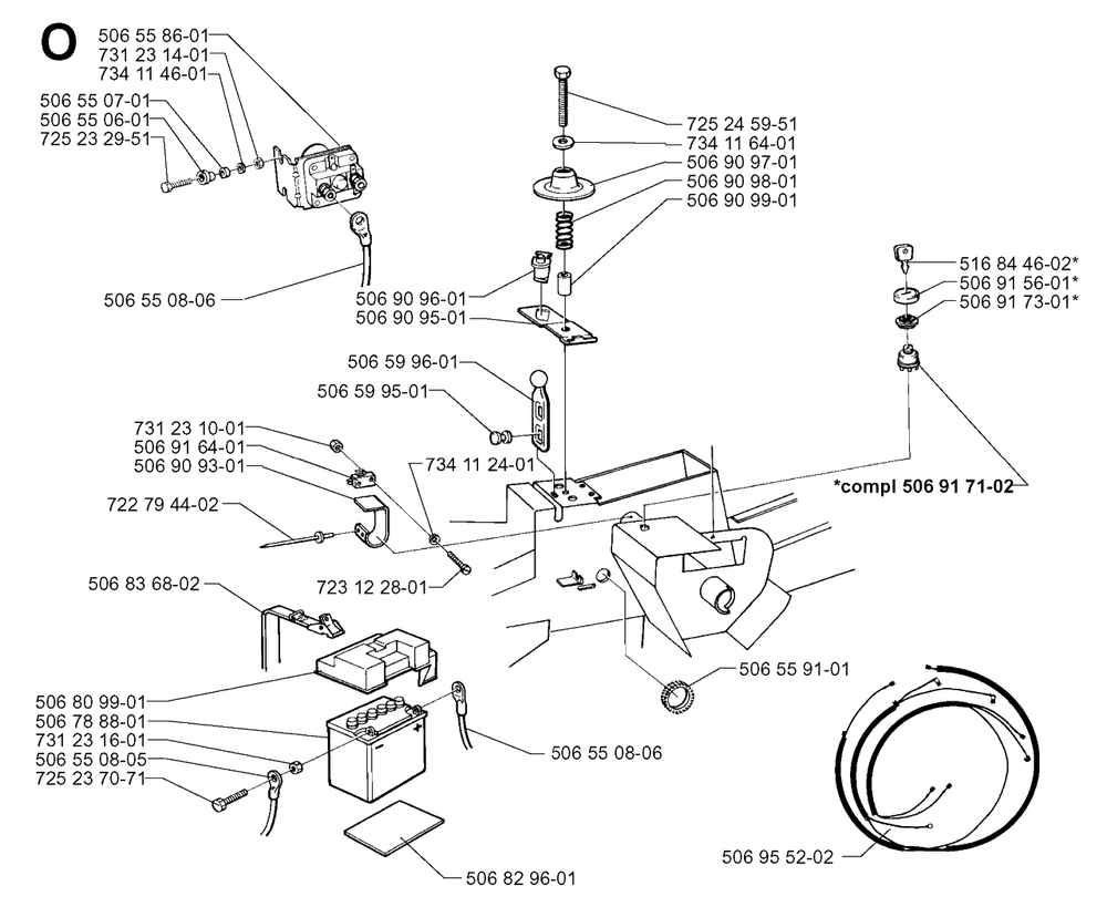 Electrical Diagram and Parts List for R13 1998-09 Husqvarna Lawn Tractor
