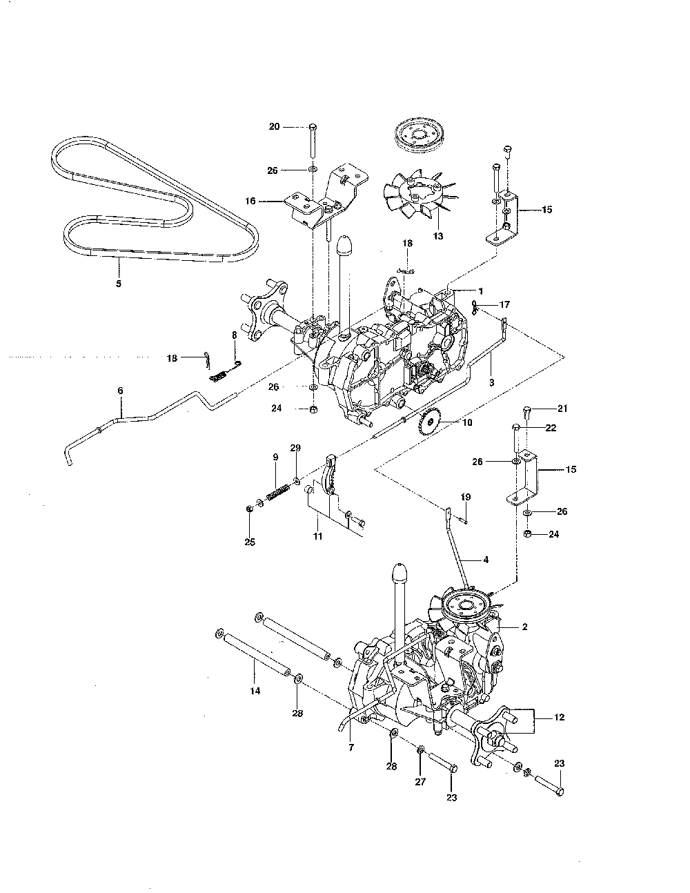 Hydraulic pump-motor Diagram and Parts List for Z254-28982  Husqvarna Lawn Tractor
