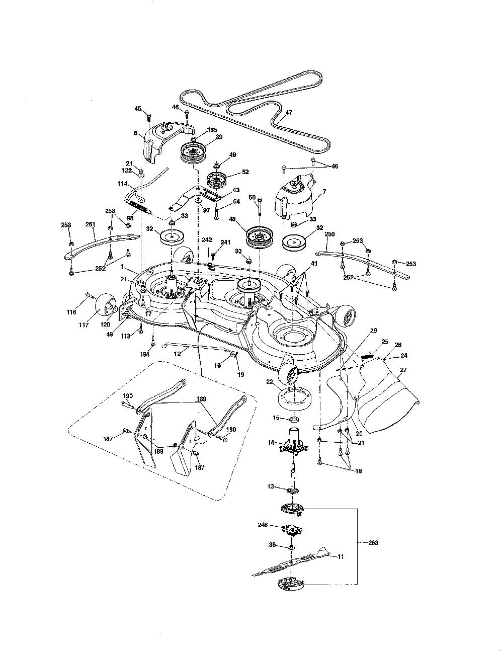 Mower deck Diagram and Parts List for YT48CS-502130  Husqvarna Lawn Tractor