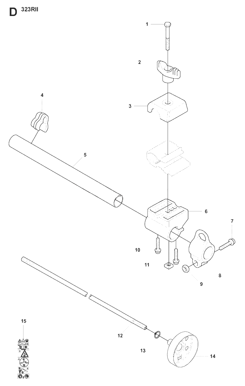 Bevel Gear And Shaft Diagram and Parts List for 327LX 20080900001 - 20090100000 Husqvarna Trimmer