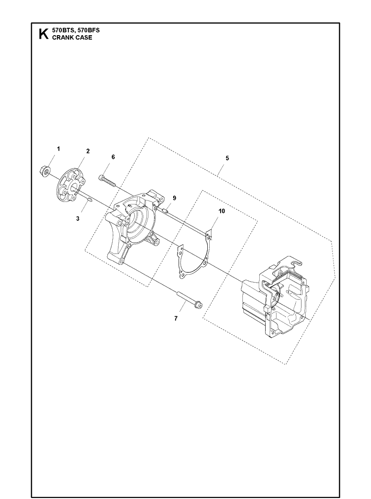 Crankcase Diagram and Parts List for 570BTS 20111800001-Current Husqvarna Leaf Blower / Vacuum