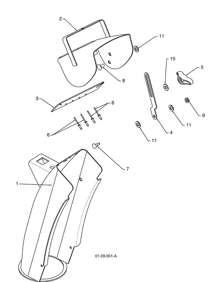 Discharge Chute Diagram and Parts List for 924SB (96193003501)(2008-10) Husqvarna Snow Blower