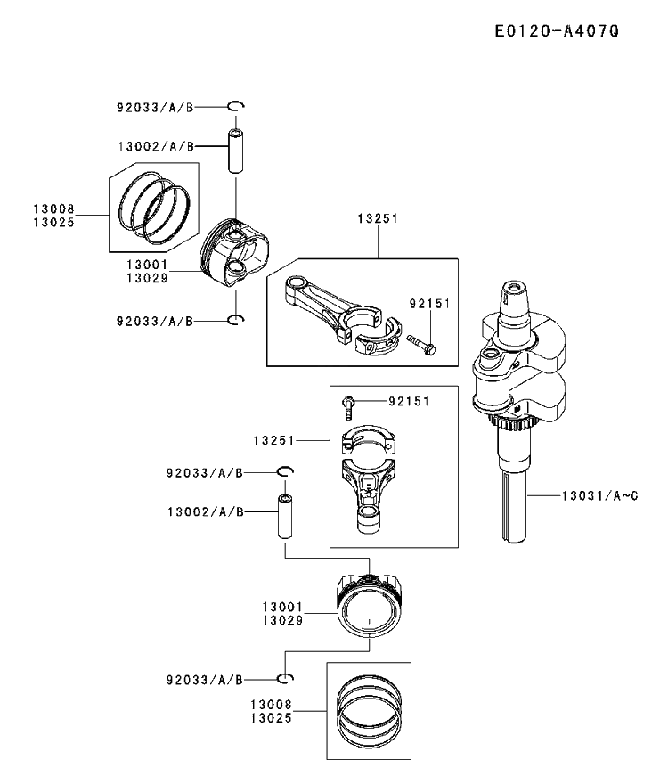 Piston And Crankshaft Diagram and Parts List for FR730V-DS04 2017-09 Husqvarna Engine