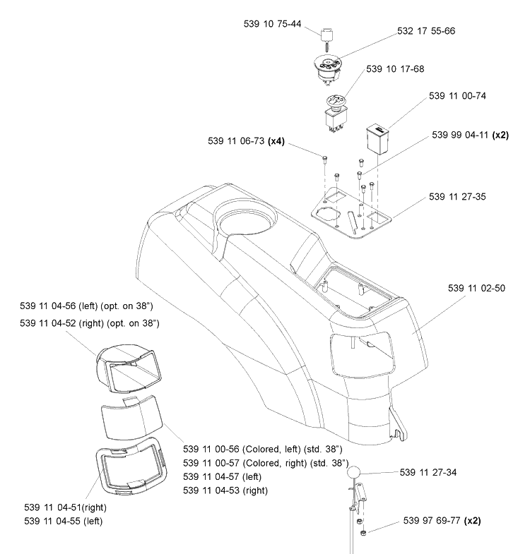 Console Assembly Diagram and Parts List for Z4824 (968999303)(2006-03) Husqvarna Lawn Mower