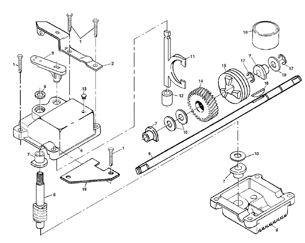 Gear Case Assembly Diagram and Parts List for 6522CH (954222725-A)(2000-01) Husqvarna Lawn Mower