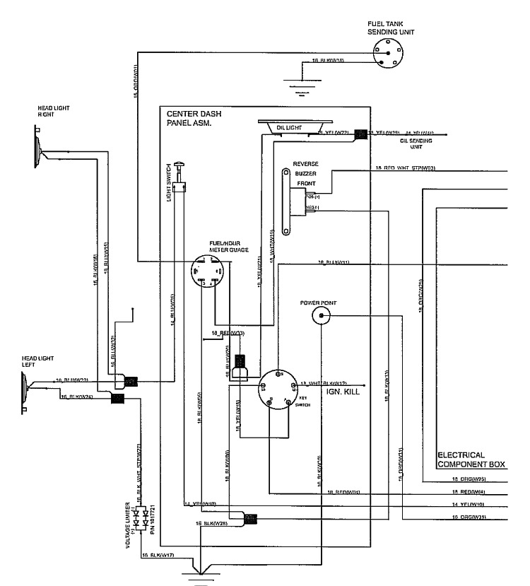 Wiring - Gasoline Vehicle (Part 1) Diagram and Parts List for HUV4210GXP 2005-06 Husqvarna Lawn Tractor