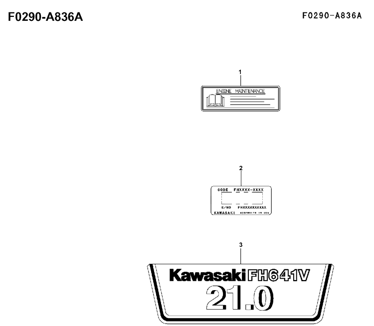 Decals Diagram and Parts List for FH641V 2001-03 Husqvarna Engine