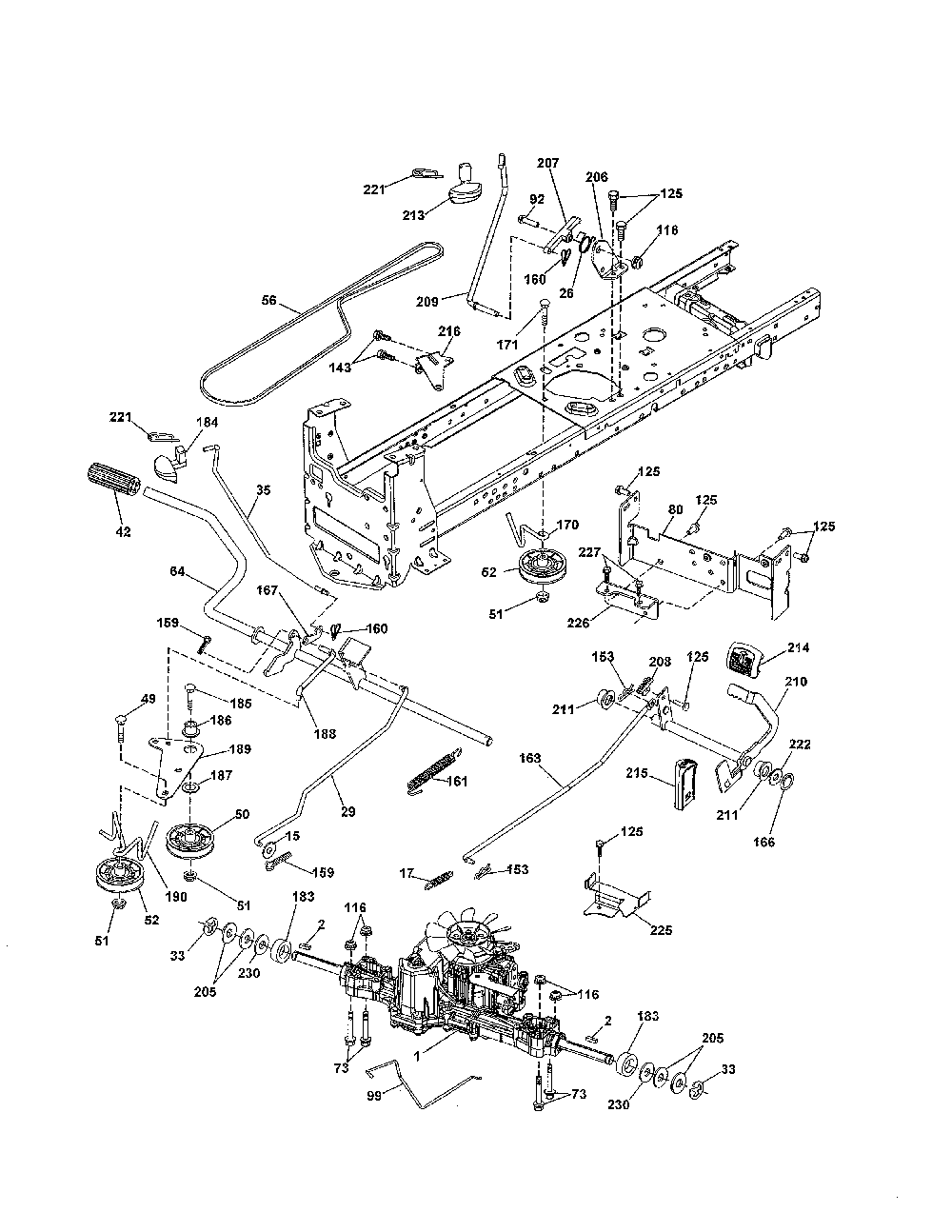 Drive Diagram and Parts List for YTH20K46-917240460  Husqvarna Lawn Tractor