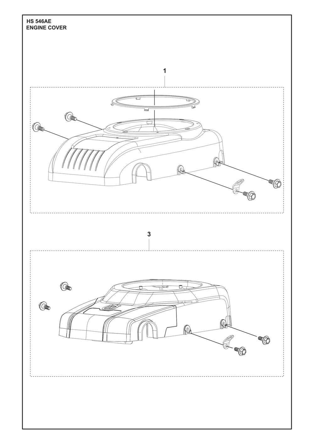 Engine Cover Diagram and Parts List for HS546AE  Husqvarna Engine