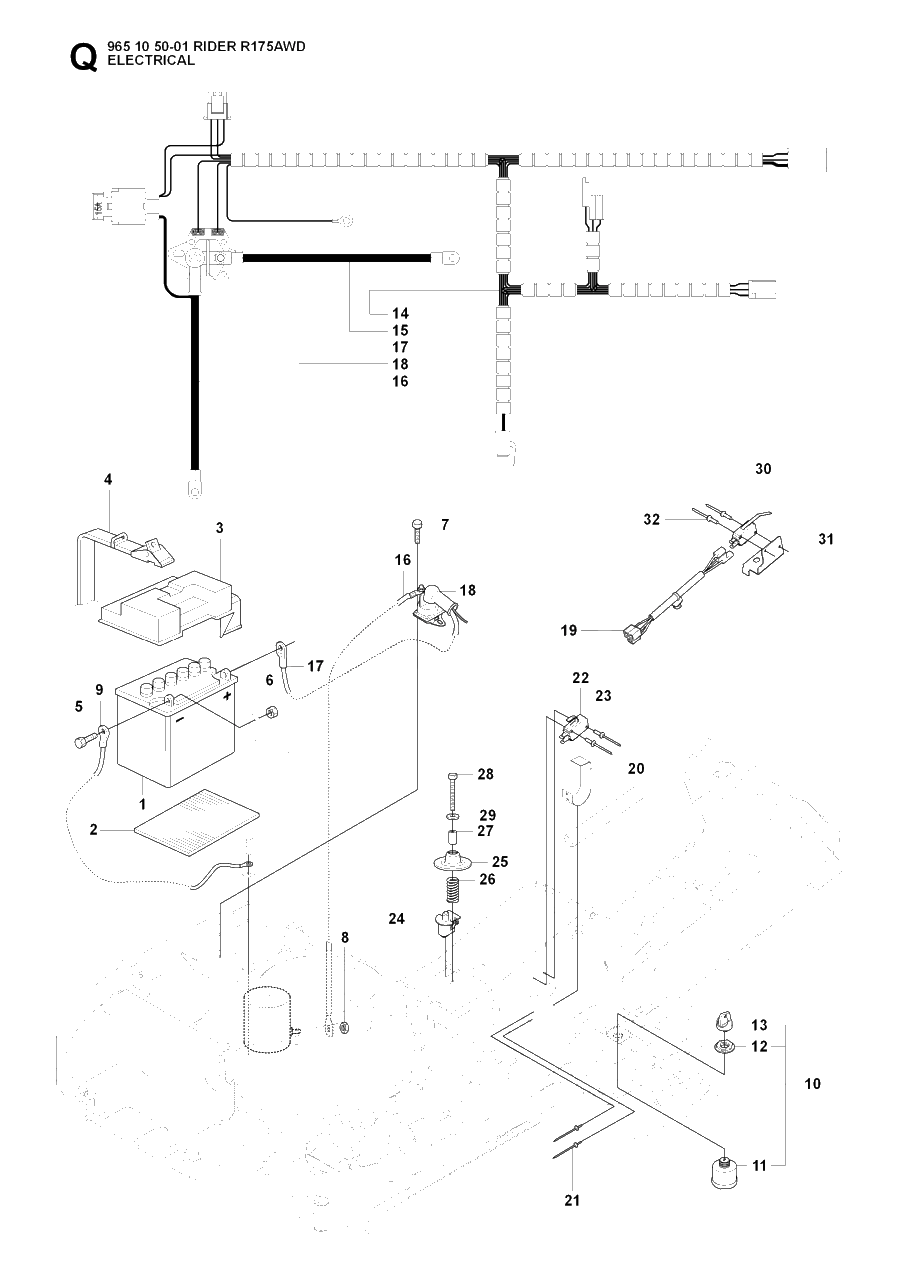 Electrical Diagram and Parts List for R175AWD (965105001)(2007-01) Husqvarna Lawn Tractor