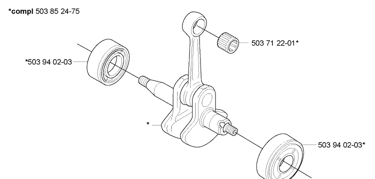 Crankshaft Diagram and Parts List for HA850 2007-01 Husqvarna Hedge Trimmer