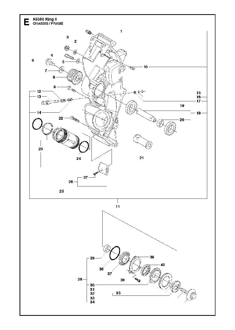 Chassis / Frame Diagram and Parts List for K6500RINGII 2016-12 Husqvarna Circular Saw