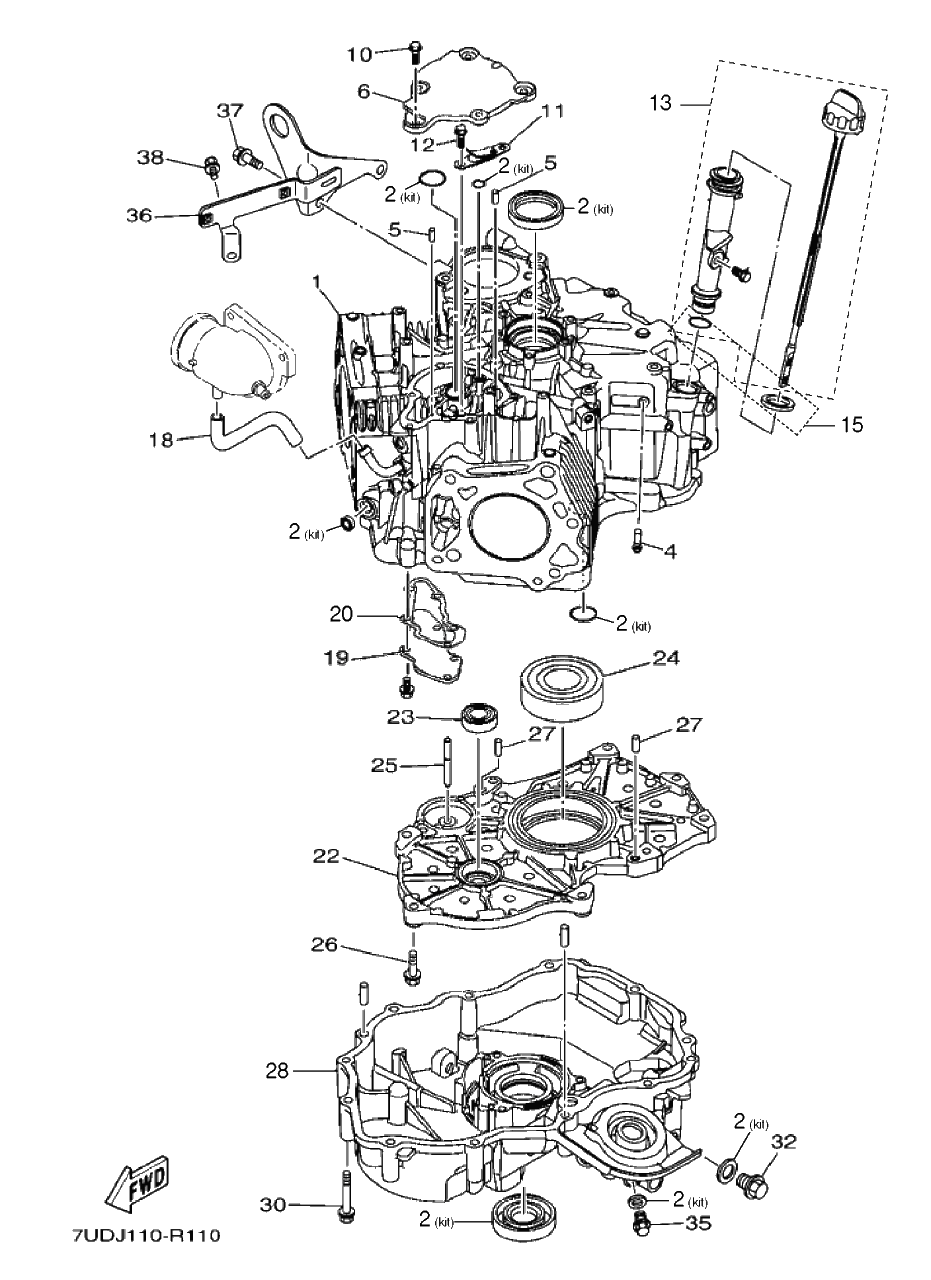 Crankcase Diagram and Parts List for MX800VJ 2018-09 Husqvarna Engine