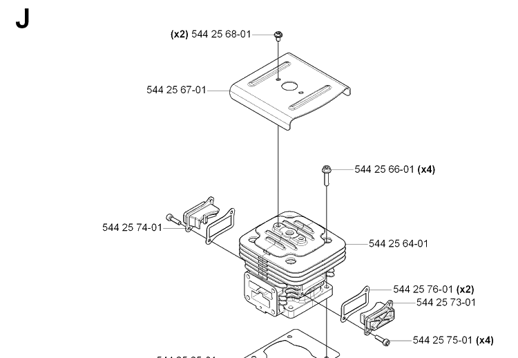 Cylinder Diagram and Parts List for 170BT 20061000001-20084000000 Husqvarna Leaf Blower / Vacuum