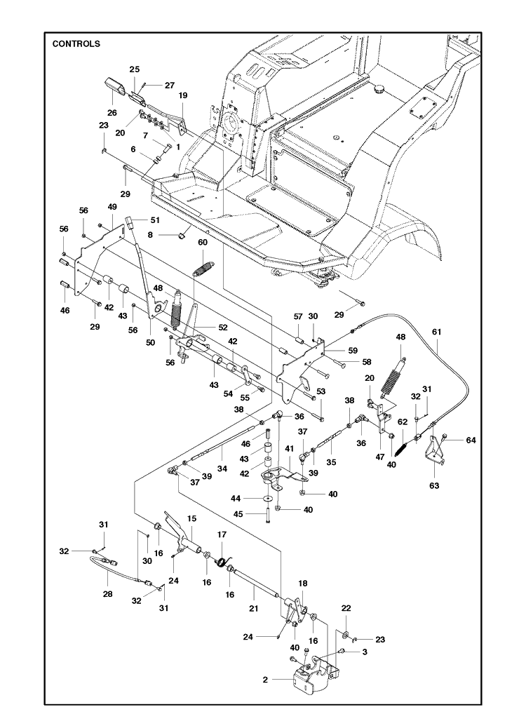 Controls Diagram and Parts List for P520D (967602001)(2017) Husqvarna Lawn Mower