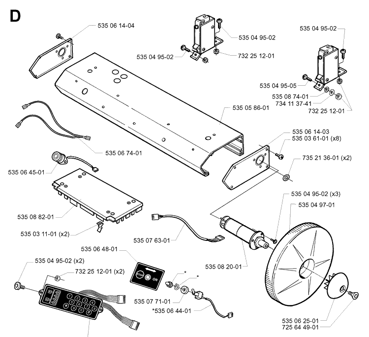 Electronic And Wheel Motor Housing 2 Diagram and Parts List for G1 1998-2003 Husqvarna Lawn Mower