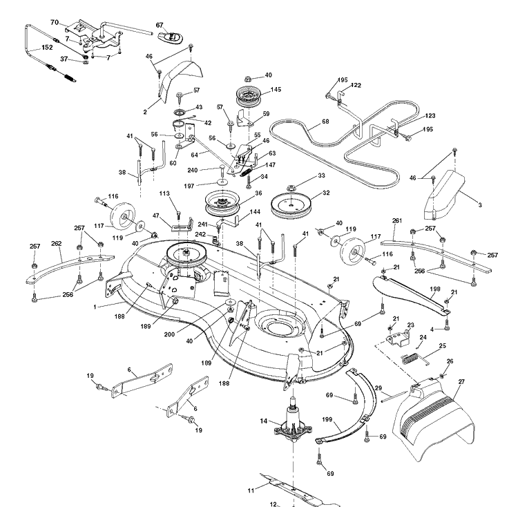 Mower Deck / Cutting Deck Diagram and Parts List for YTH22V46 (96045006100)(2017-06) Husqvarna Lawn Tractor