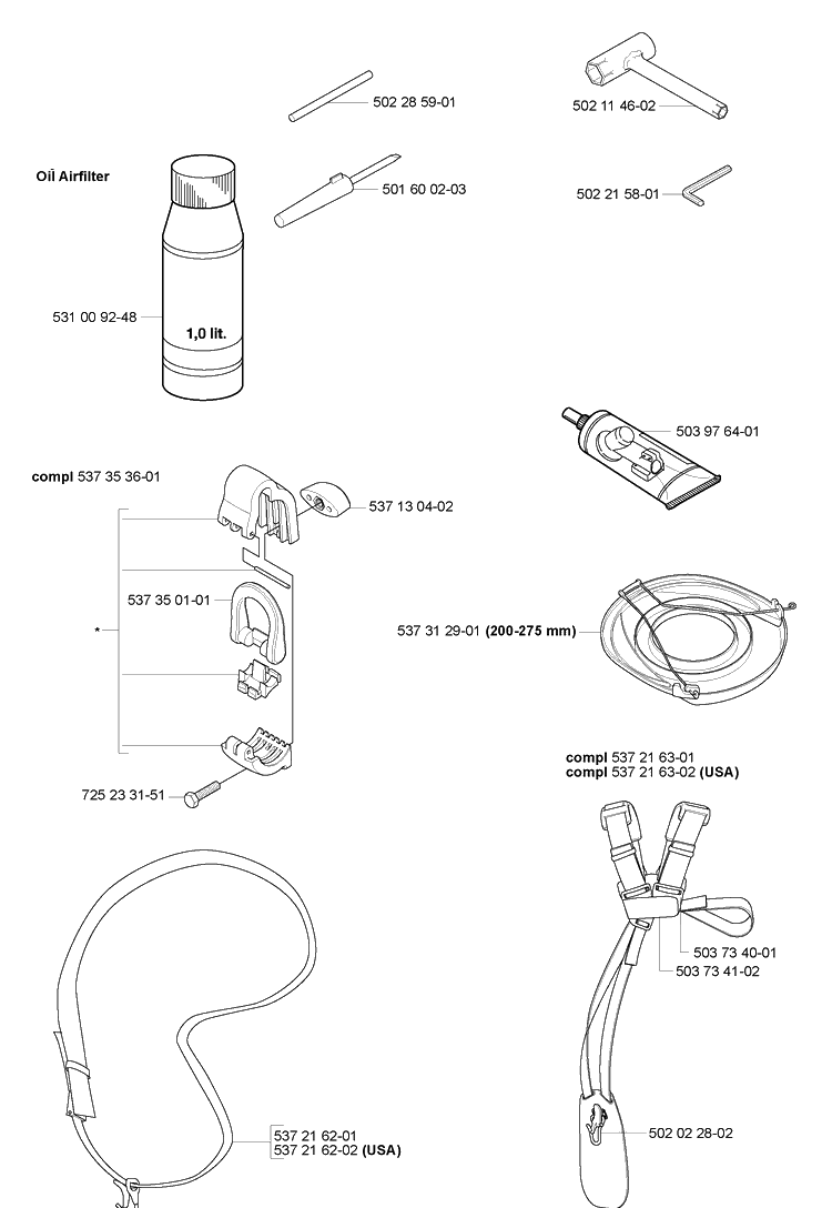 Accessories (B) Diagram and Parts List for 323L 2007-01 Husqvarna Trimmer
