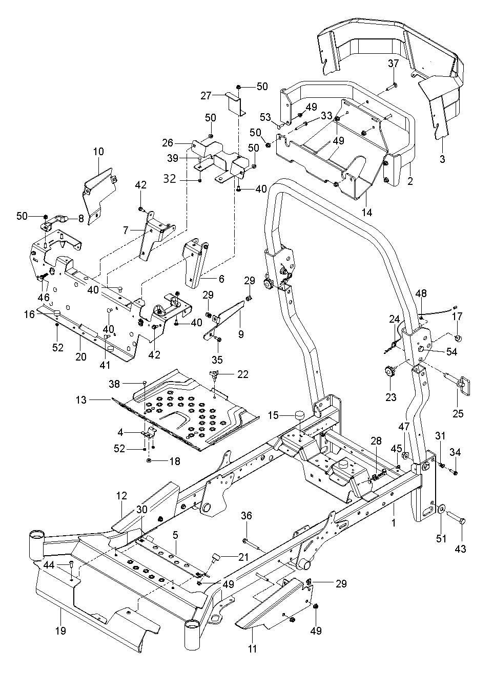 Frame Diagram and Parts List for Z572XS  Husqvarna Lawn Tractor