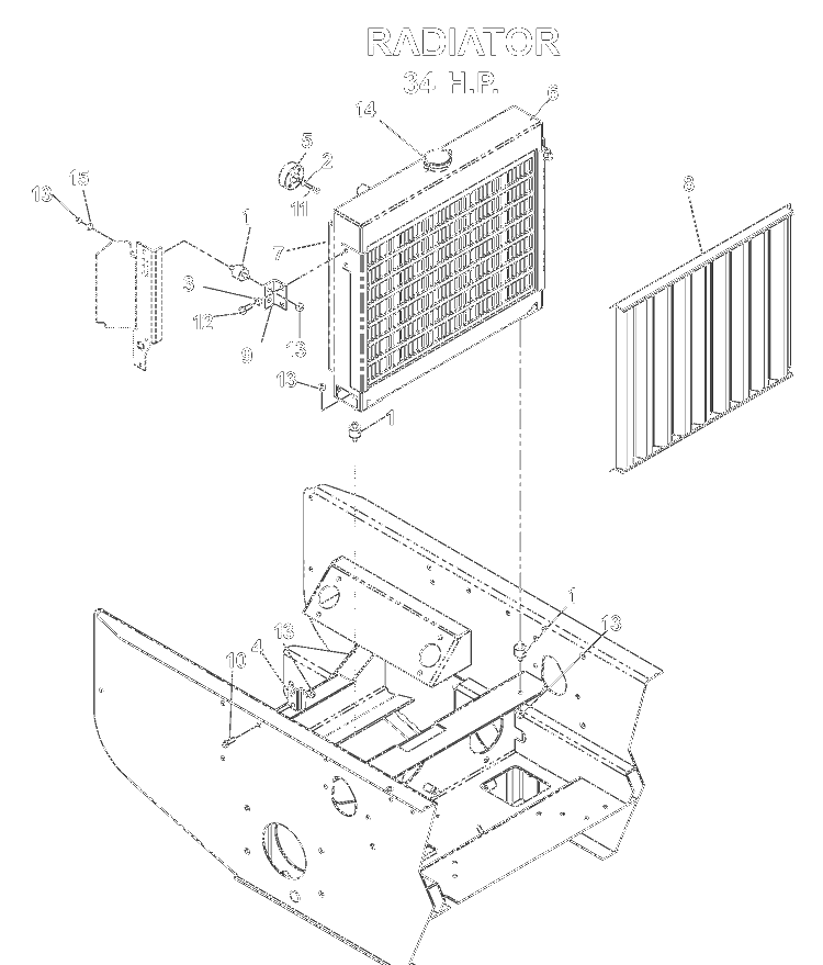 Cooling System Diagram and Parts List for BZE7234D (033600000 and Up)(2005-02) Husqvarna Lawn Mower