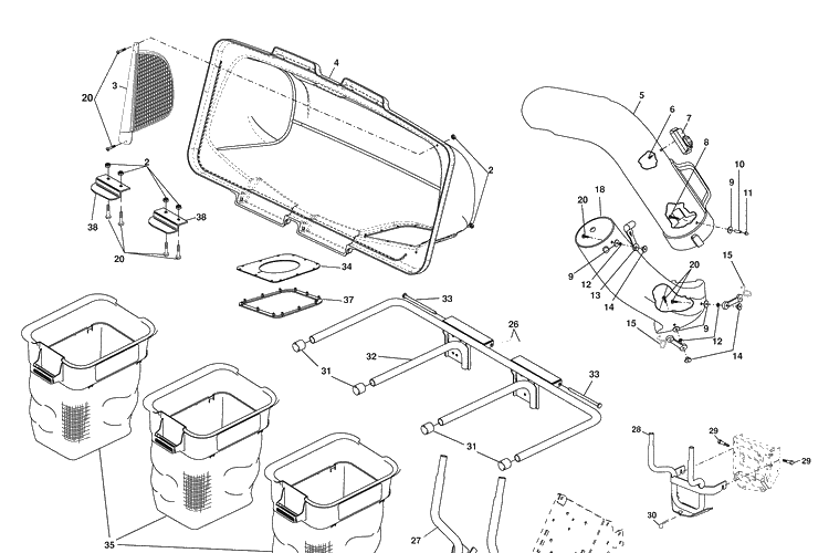 Repair Parts Grass Catcher Diagram and Parts List for 354SLG (96073002100)(2008-10) Husqvarna Lawn Tractor Accessories
