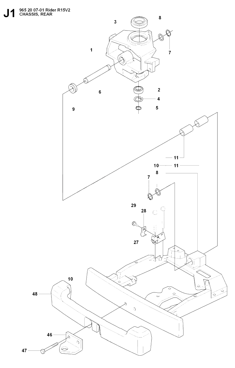 Transmission 3 Diagram and Parts List for R15-V2 (965200701)(2008-01) Husqvarna Lawn Tractor