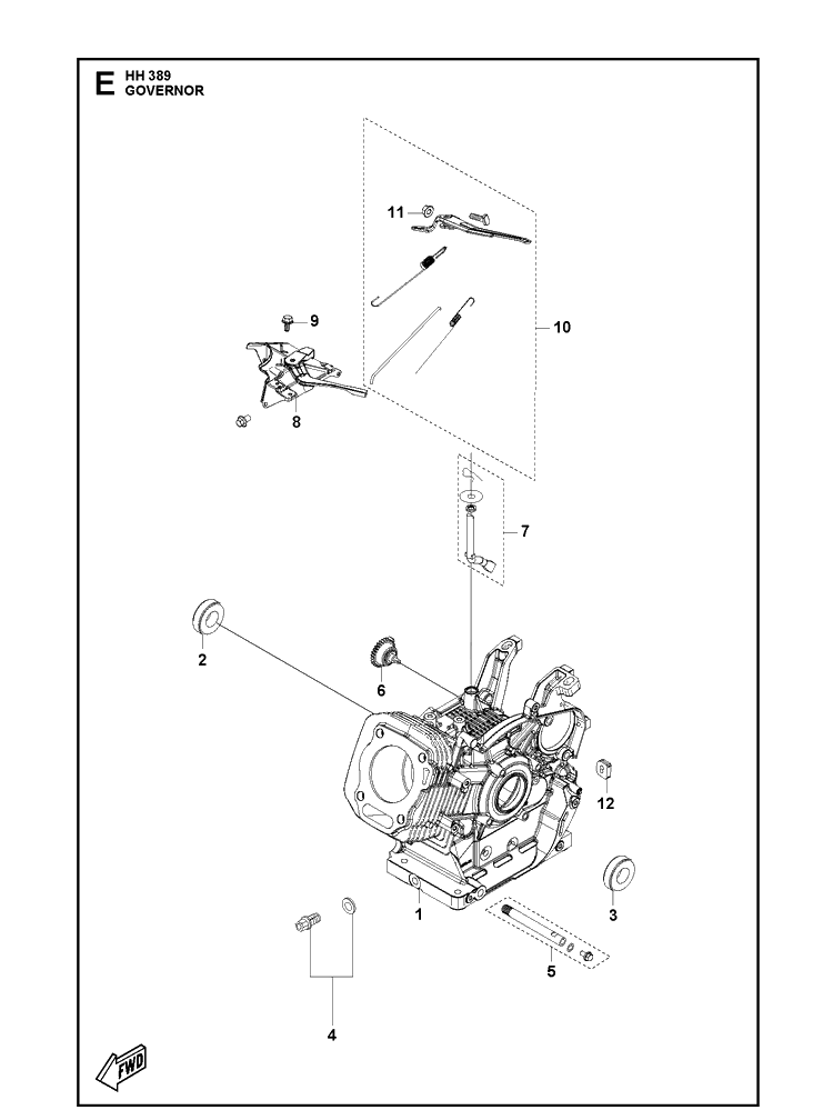 Governor Diagram and Parts List for 598609901 2021-07 Husqvarna Engine
