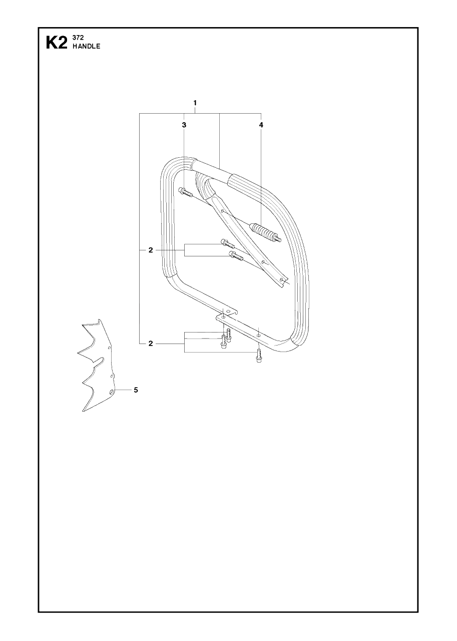 Handle Diagram and Parts List for 372XP-XPG 20111800001 & Above Husqvarna Chainsaw