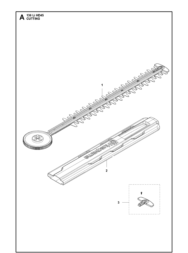 Cutting Equipment Diagram and Parts List for 136LIHD45 (967193701)(20150900001-Current) Husqvarna Hedge Trimmer