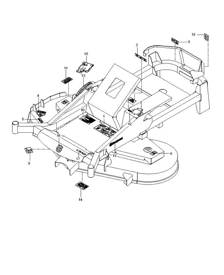 Decals Diagram and Parts List for MZ6128 (966613103)(2013-01) Husqvarna Lawn Mower