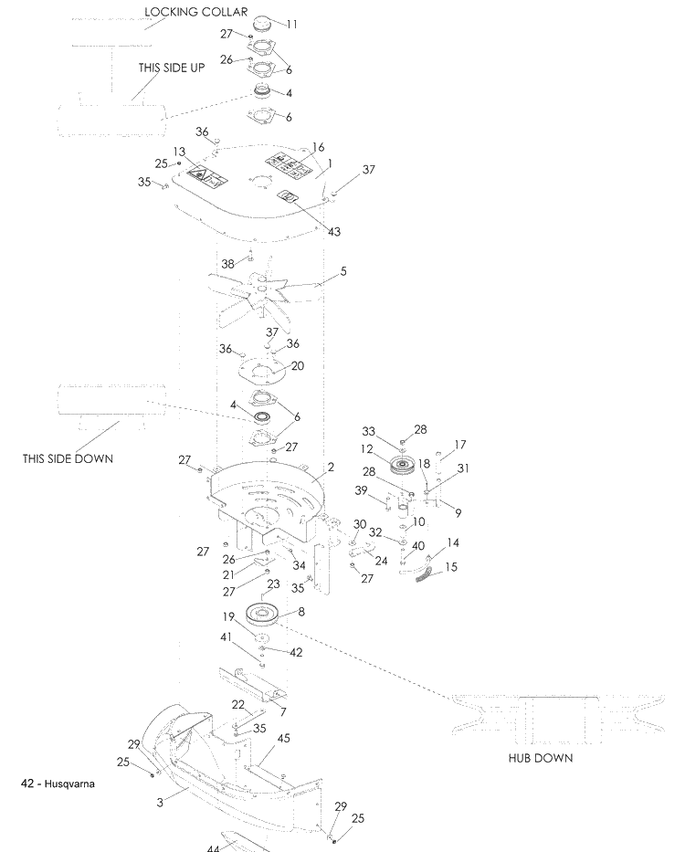 Blower Assembly Diagram and Parts List for LZF5227 (966956701)(2008-06) Husqvarna Lawn Mower