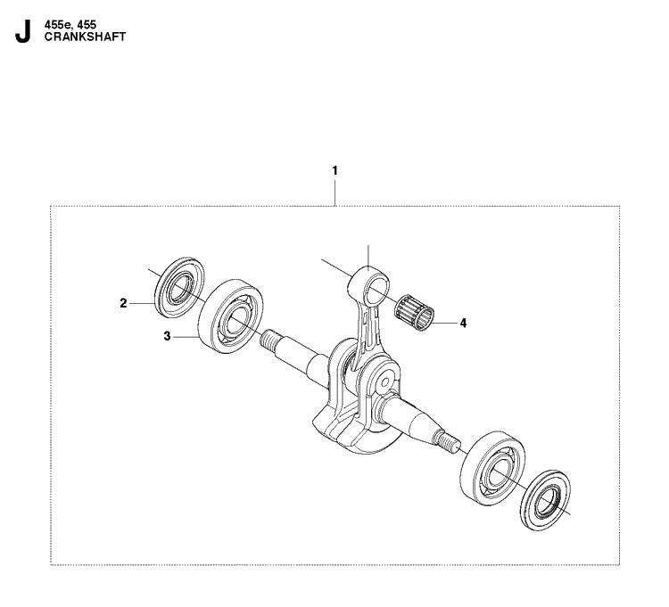 Crankshaft Diagram and Parts List for 455 RANCHER Husqvarna Chainsaw