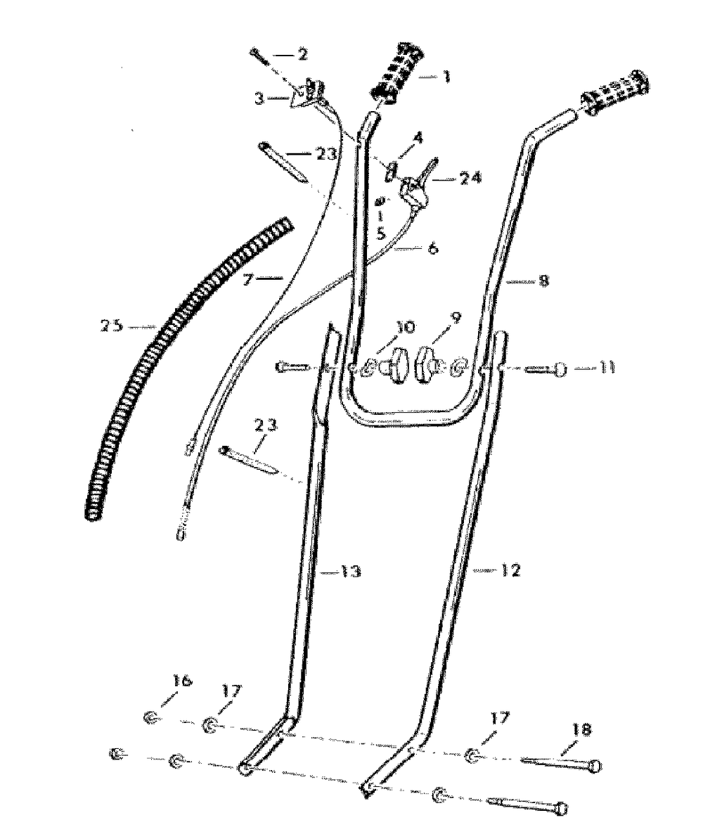 Handlebars/Grip / On-Off Switch / Throttle Control/Throttle Cable Diagram and Parts List for CT20 (966957301)(2008-04) Husqvarna Tiller